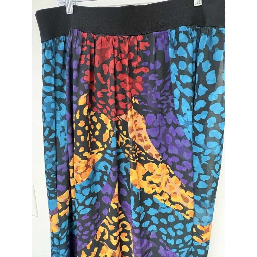 ASHRO Size 2X Blue, Purple, Gold and Green Lined Sheer Skirt Gypsy Boho Chic - Picture 4 of 8
